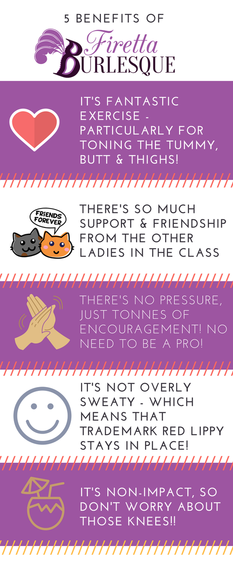 Here's just 5 of the benefits of adding in a burlesque dance class to your weekly exercise!