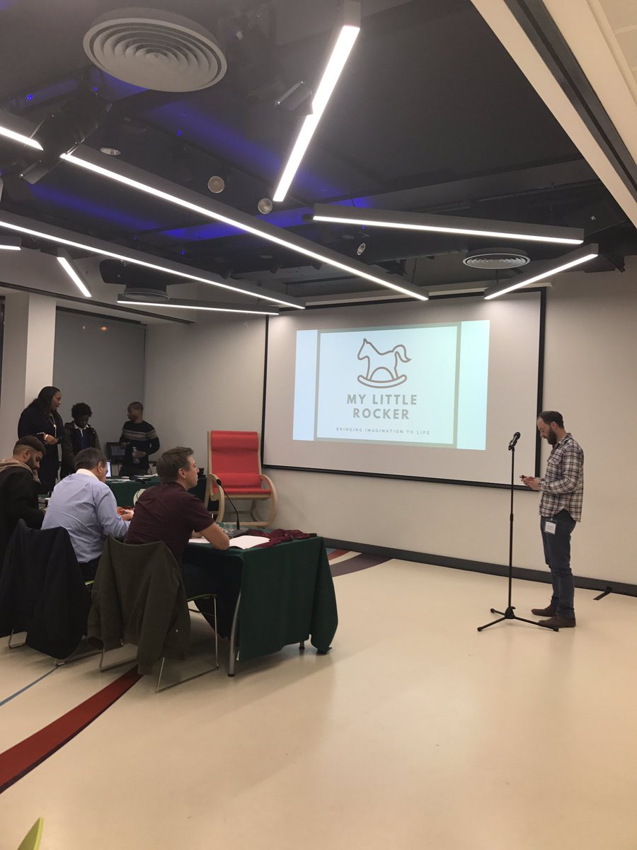 Up next, 'my little rocker', a flat-pack self-assembly rocking horse, pitched by Ben from <a href="/Craftylilmakers/">Crafty Little Maker</a>! @BucksNewUni