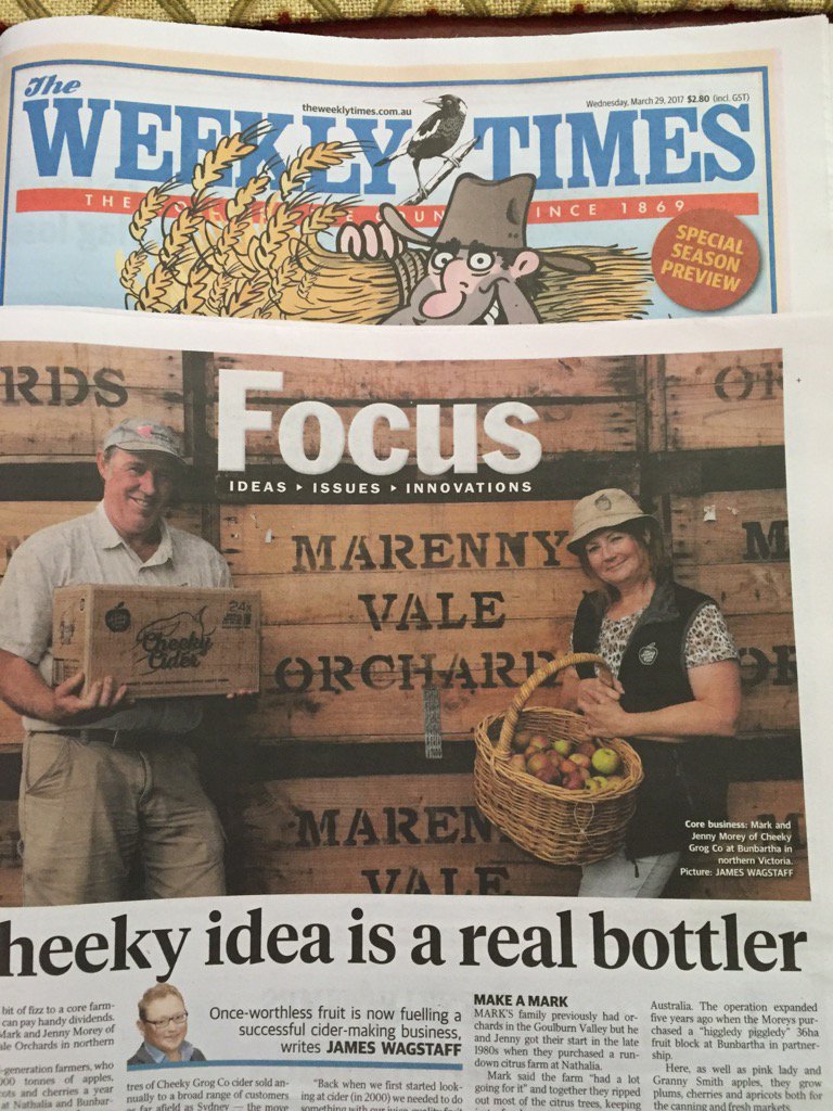 Thanks to <a href="/jameswagstaff1/">james wagstaff</a> <a href="/theweeklytimes/">The Weekly Times</a> grab your copy today before they sell out .<a href="/CheekyGrog/">Cheeky Grog Co</a> @applesnpearsAU