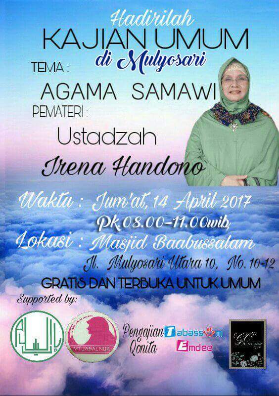 IRENA_CENTER's tweet photo. Ikhwah fillah di Jawa Timur (khususnya Surabaya dan Sidoarjo), nantikan roadshow dakwah Ummi Irena Handono bulan April! 🙏 https://t.co/vluzpcJGdD