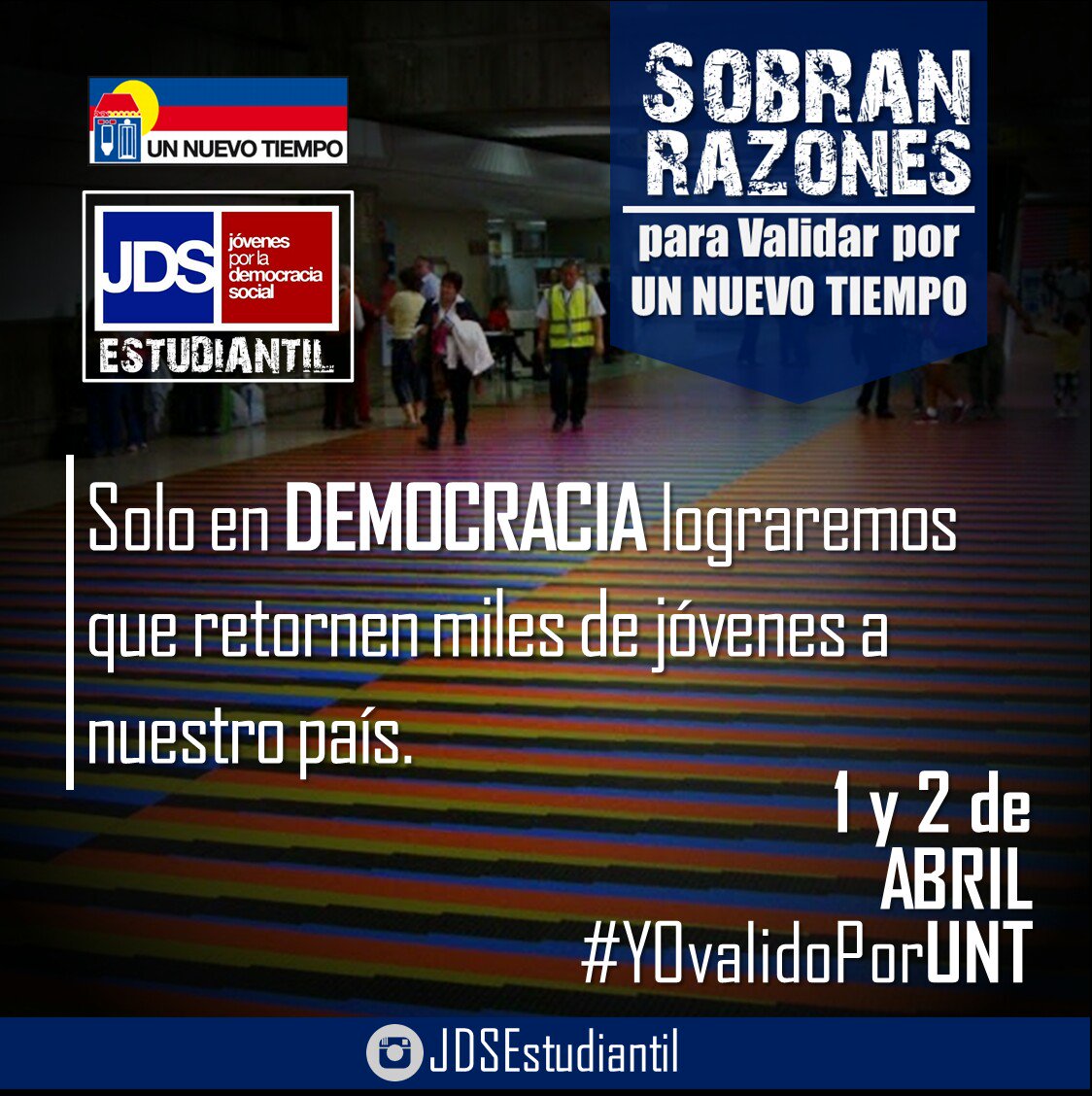 YaracuyJds's tweet photo. ¡#SobranRazones para validar por @partidoUNT! Los jóvenes ratificamos nuestro compromiso de lucha #YoValidoUNT 1 y 2 de abril https://t.co/0RQmfx8lX7