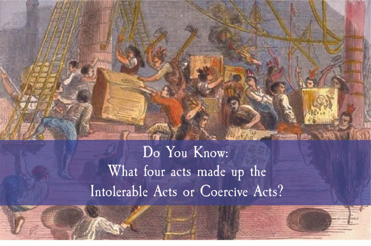 SamsonHistoric's tweet photo. Today in 1776 the Intolerable Acts were passed by the British as punishment for the Boston Tea Party. Do you know what they were?

 #History https://t.co/gfe2n82zC7