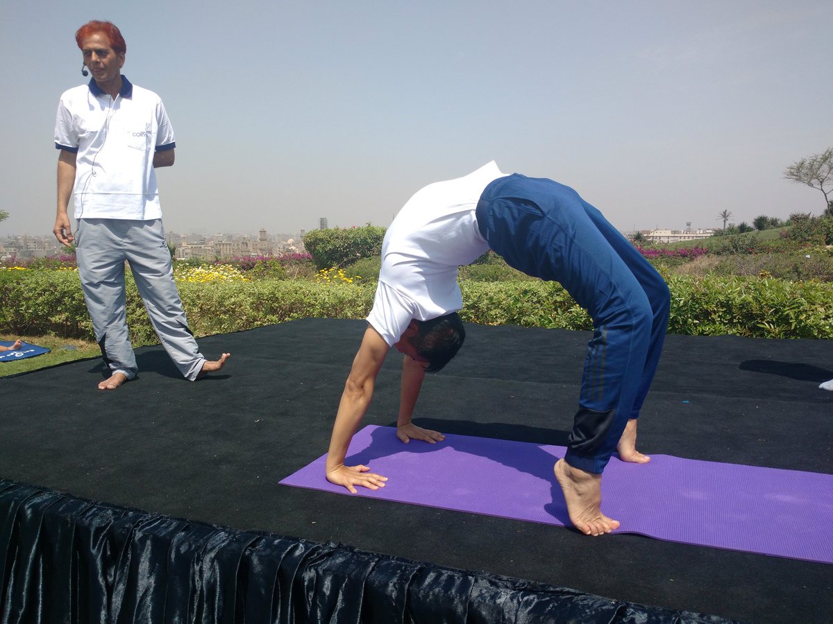 indembcairo's tweet photo. #IndiabytheNile2017
Yoga&amp;Well-being session@Al-Azhar Park
Amb.India,JS AYUSH,Dir.MACIC with enthusiastic students&amp; participants https://t.co/fy3mizl5Ku