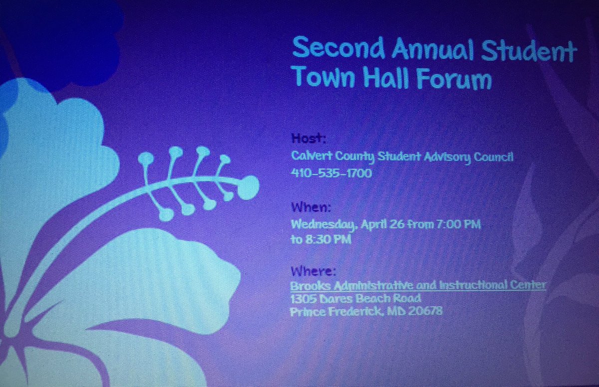 CalvertSMOB's tweet image. You're invited! 

See your principal to sign up for the 2nd Annual Student Town Hall Forum. 

Come dressed in your best Hawaiian attire! 🌺