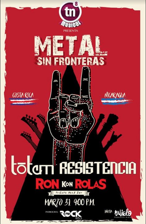 Si buscan una noche con puro desgarre metalero asistan este 31 de marzo a RKR, con <a href="/resistencianic/">ResistenciaNica</a> y Totem (desde Costa Rica).