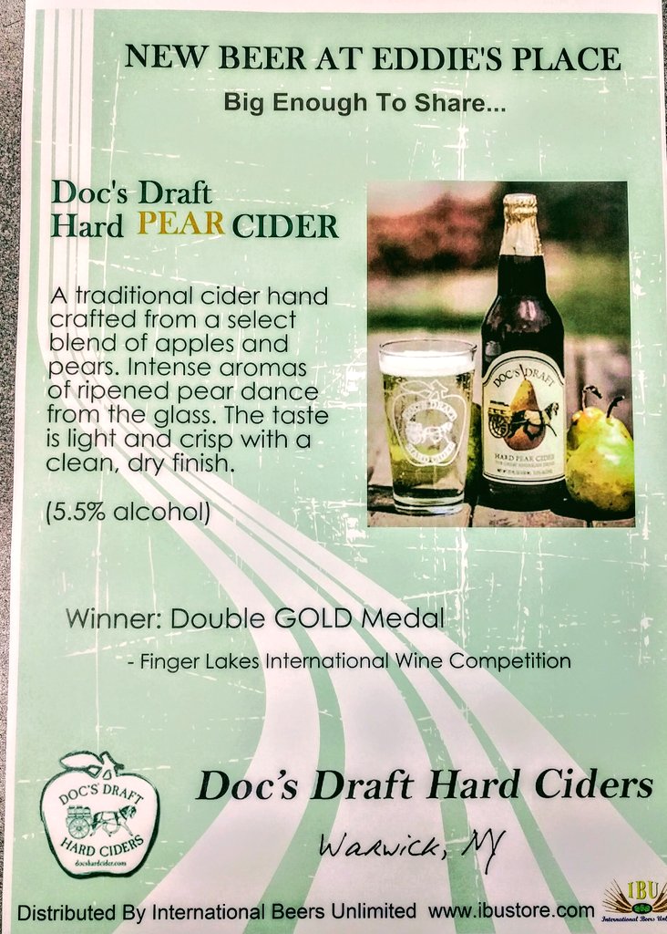 IntlBU's tweet image. Out &amp;amp; about? Stop @Eddie's Place in Cottleville! Grab a Docs Pear Cider. Guaranteed to quench that thirst. I mean come on you Deserve it!