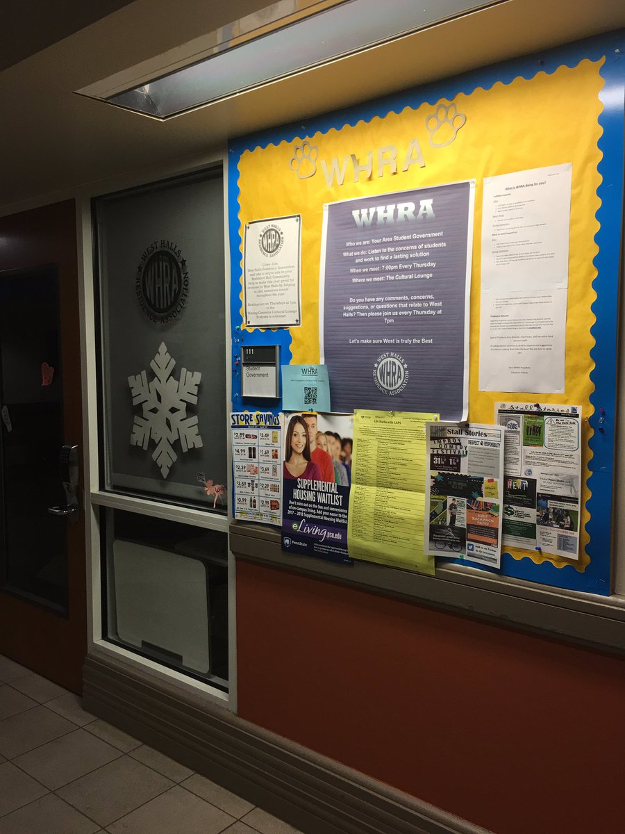 WHRA_PSU's tweet photo. Make sure to keep checking out our bulletin board for updates! #whra #westhalls https://t.co/zC3In8QqGu
