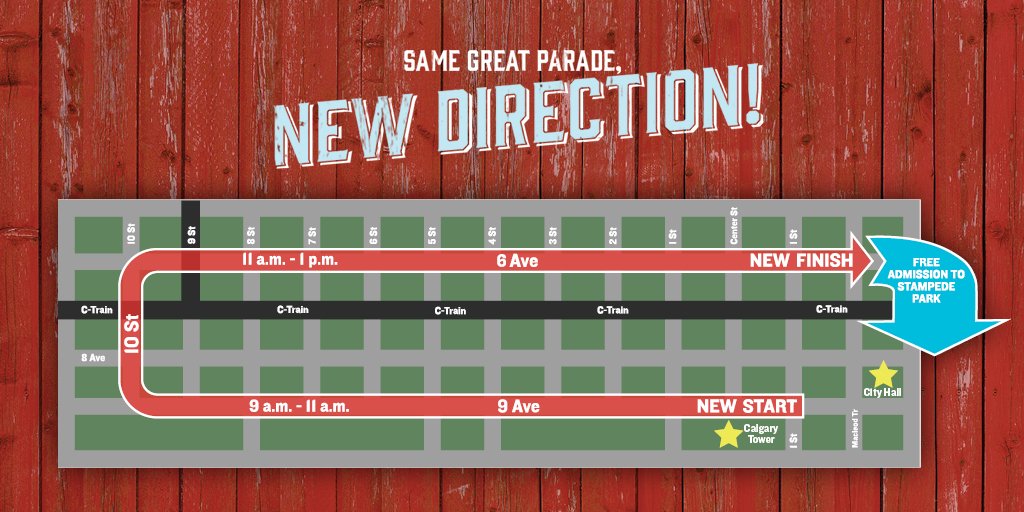 See the <a href="/CSParade/">Calgary Stampede Parade</a> in a new direction &amp; continue the fun with FREE admission to Stampede Park on July 7 until 1:30pm stmpe.de/2mVgycQ