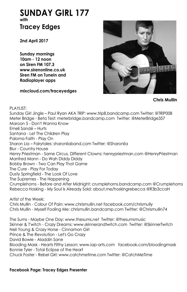 #SundayGirl @SirenFM sirenonline.co.uk/section/shows/… <a href="/Maethelyiah/">Maethelyiah I.A.P.</a> #BloodingMask <a href="/CatchMeTime/">Catch MeTime Records</a> #ChuckFoster