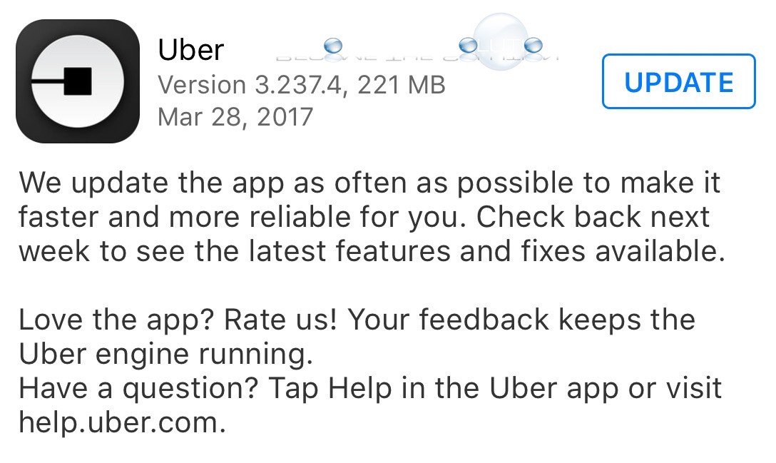 SolutionChicago's tweet photo. Uber Update - 3.237.4 March 28 2017 https://t.co/tHWhmxWrPa #uber #uberupdate https://t.co/gDkfqorROb