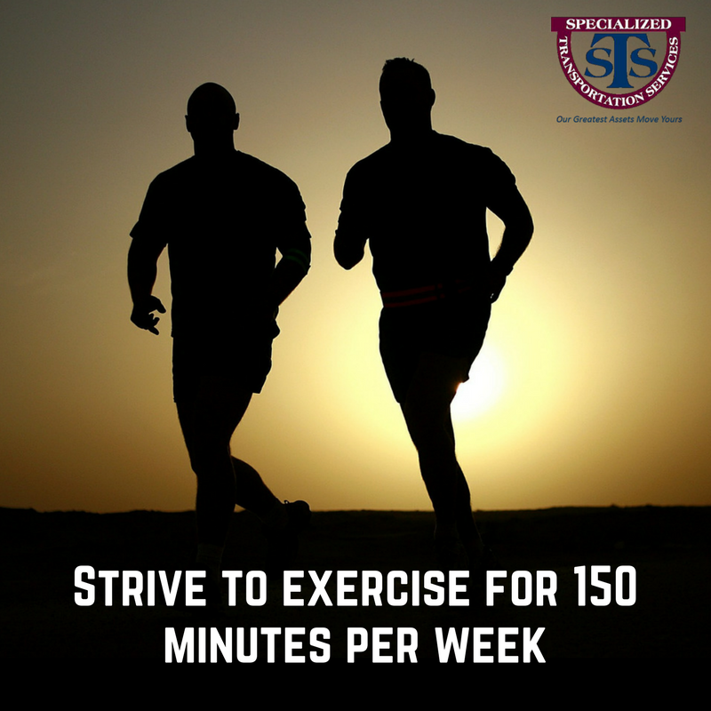 STStrucking's tweet photo. Looking for a good #exercise goal? Strive for 150 minutes per week, or just over 20 minutes per day! #Health #Wellness #Trucking https://t.co/05NAefOvee