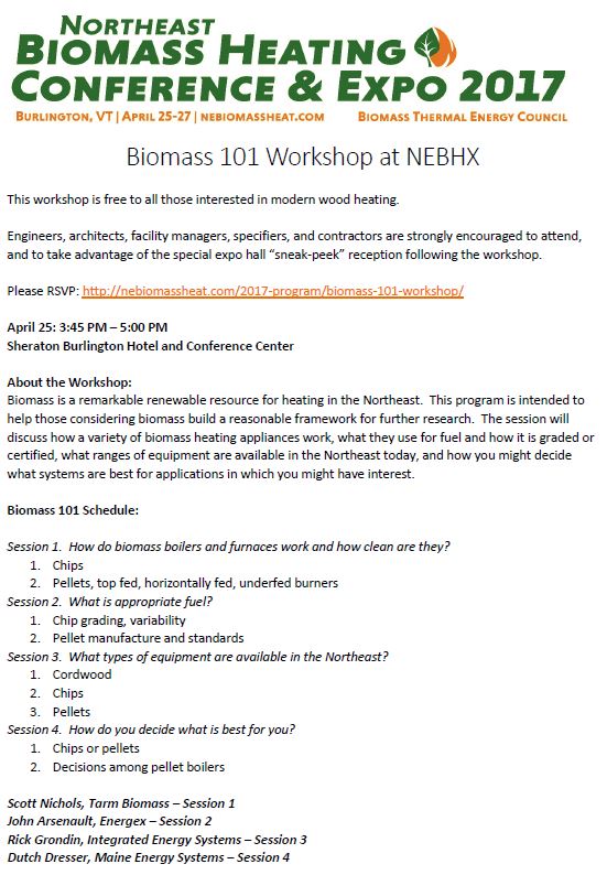 HeatNE's tweet image. Check out the FREE #Biomass 101 Workshop Apr 25 at #NEBHX2017. RSVP Today! goo.gl/forms/EEFpC3PM…  #boilers #pelletheat #renewableenergy