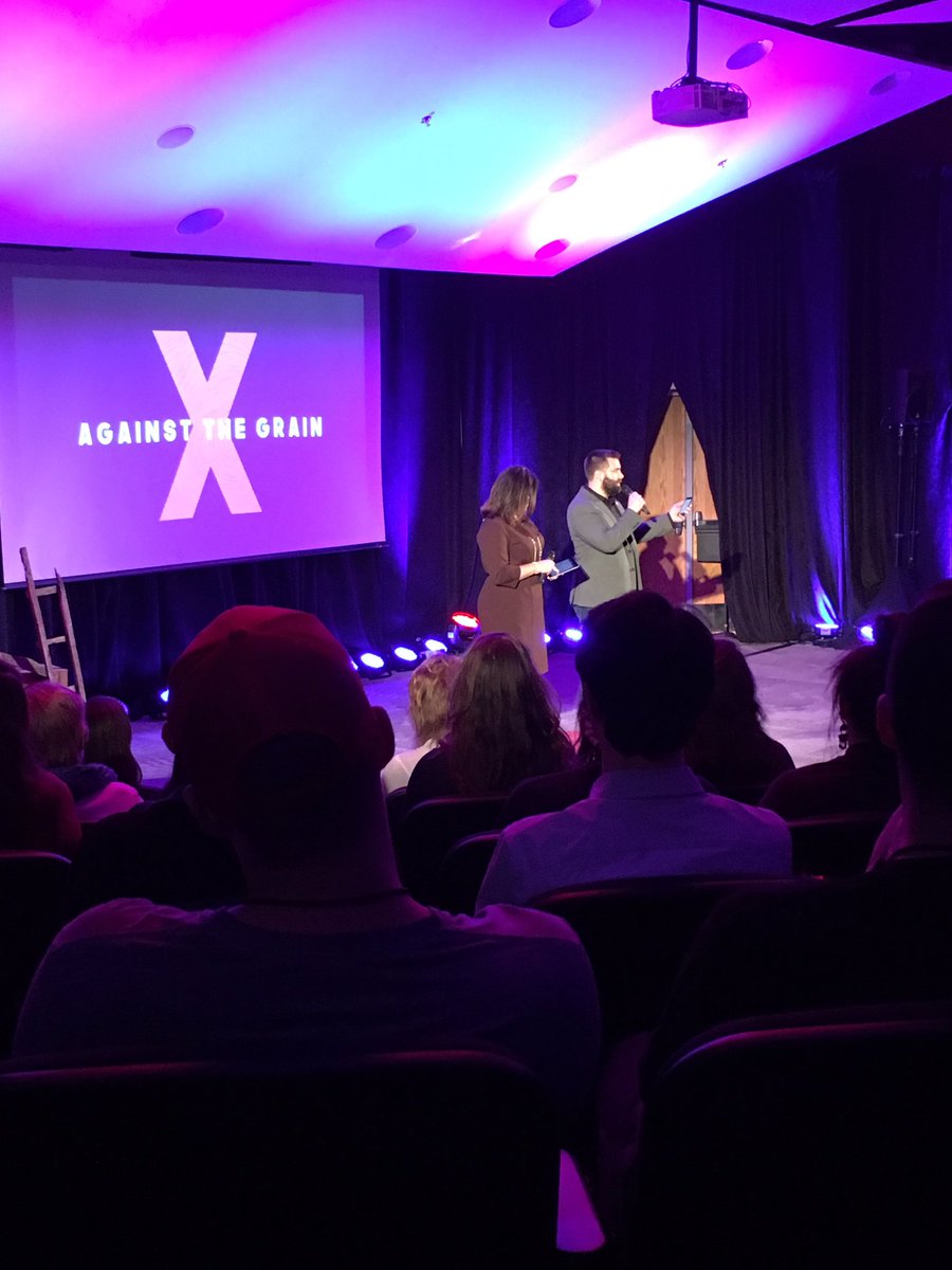 TEDxUMary's tweet photo. Emcees Molly &amp; Justin begin the event #AgainstTheGrain ❌ https://t.co/sGPt5xcKej