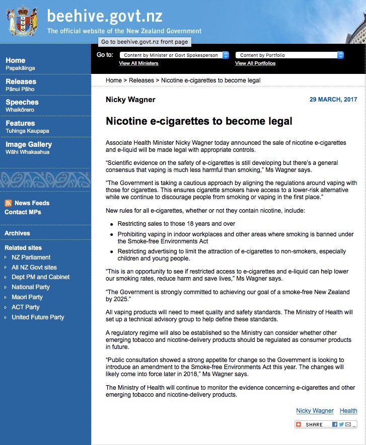 VapingAlliance's tweet photo. Nicotine e-cigarettes to become legal https://t.co/Hcfqkfaz8y @NNAlliance @NNAllianceAU @AVABoard @ECITA_EU @RegWatchCanada https://t.co/J8albTs1ey