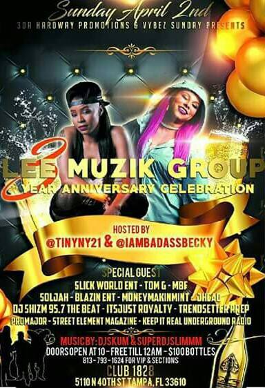 club1828's tweet photo. Sunday April 2nd...@Club1828
LEE MUZIK GROUP 3RD YEAR ANNIVERSARY CELEBRATION 
Hosted By @tinynyc21 @iambadazzbecky https://t.co/V0HU0rFwM7