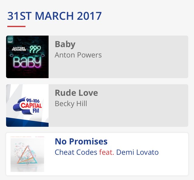 _arrascaeta's tweet photo. Capital FM, maior rádio do UK, publicou em seu catálogo "No Promises" como um dos próximos lançamentos para sexta. #3DaysTillNoPromises https://t.co/I1OwwuJcRj