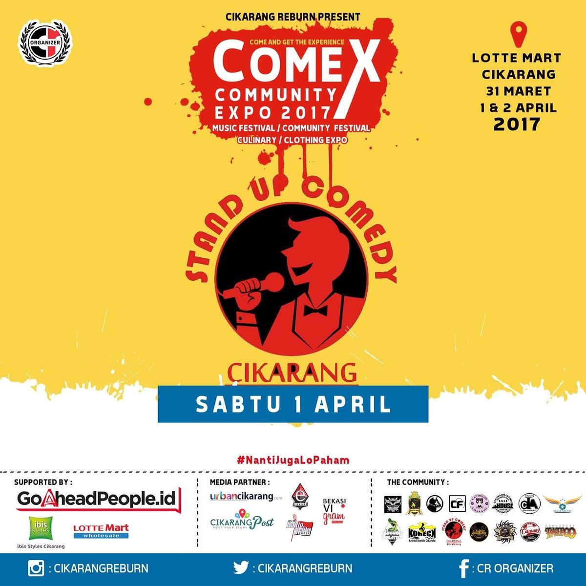 Jgn lupa tanggal 31 maret sampai 2 april ada #CommunityExpo2017 di Lotte Cikarang. Ada @StandUpCikarang jg loh disana. Dateng yaw 😘