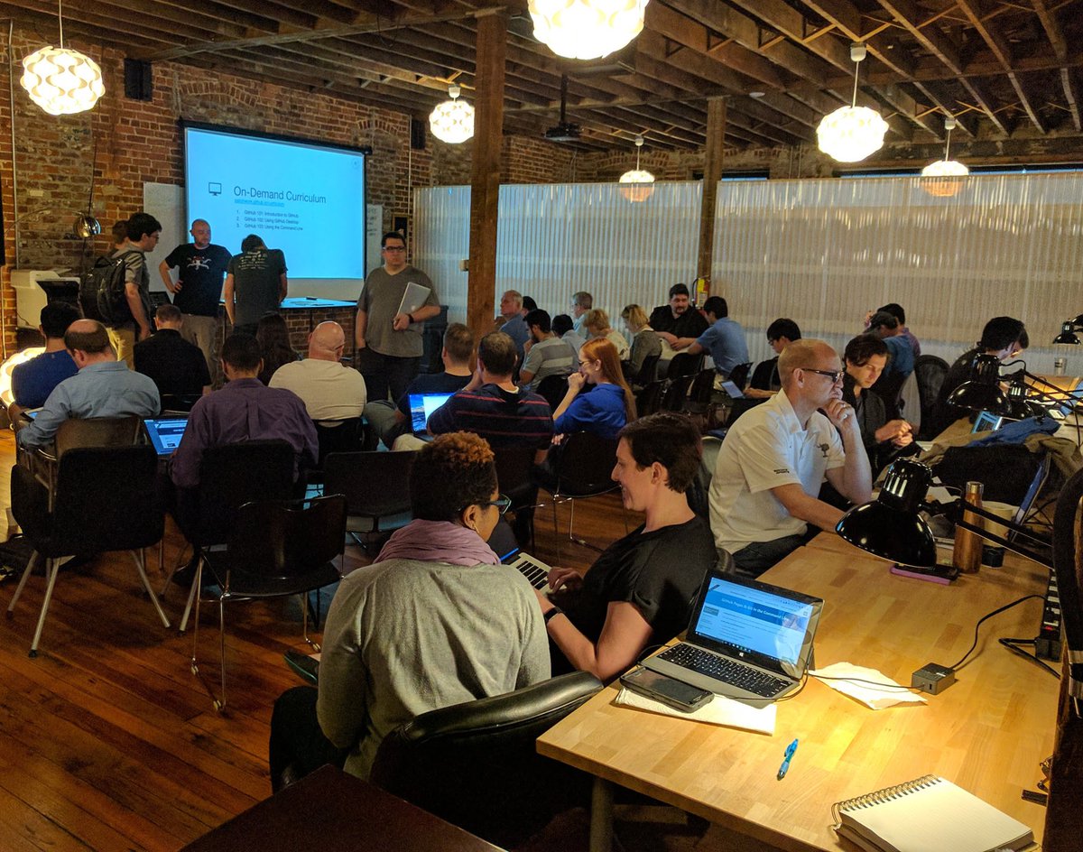 opensourcesc's tweet image. We&apos;ve broken into groups to help everyone learn more about @github, thanks to @_tcbyrd and a few volunteers from our meetup! #OpenSourceSC