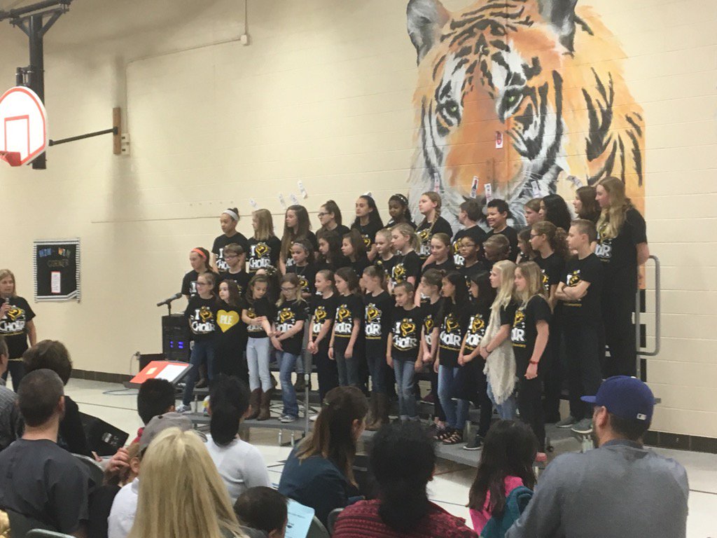 PrincipalAaronB's tweet photo. Tiger choir performance! Great job kiddos!! #ple50 @LSR7 https://t.co/38EhehzlGi
