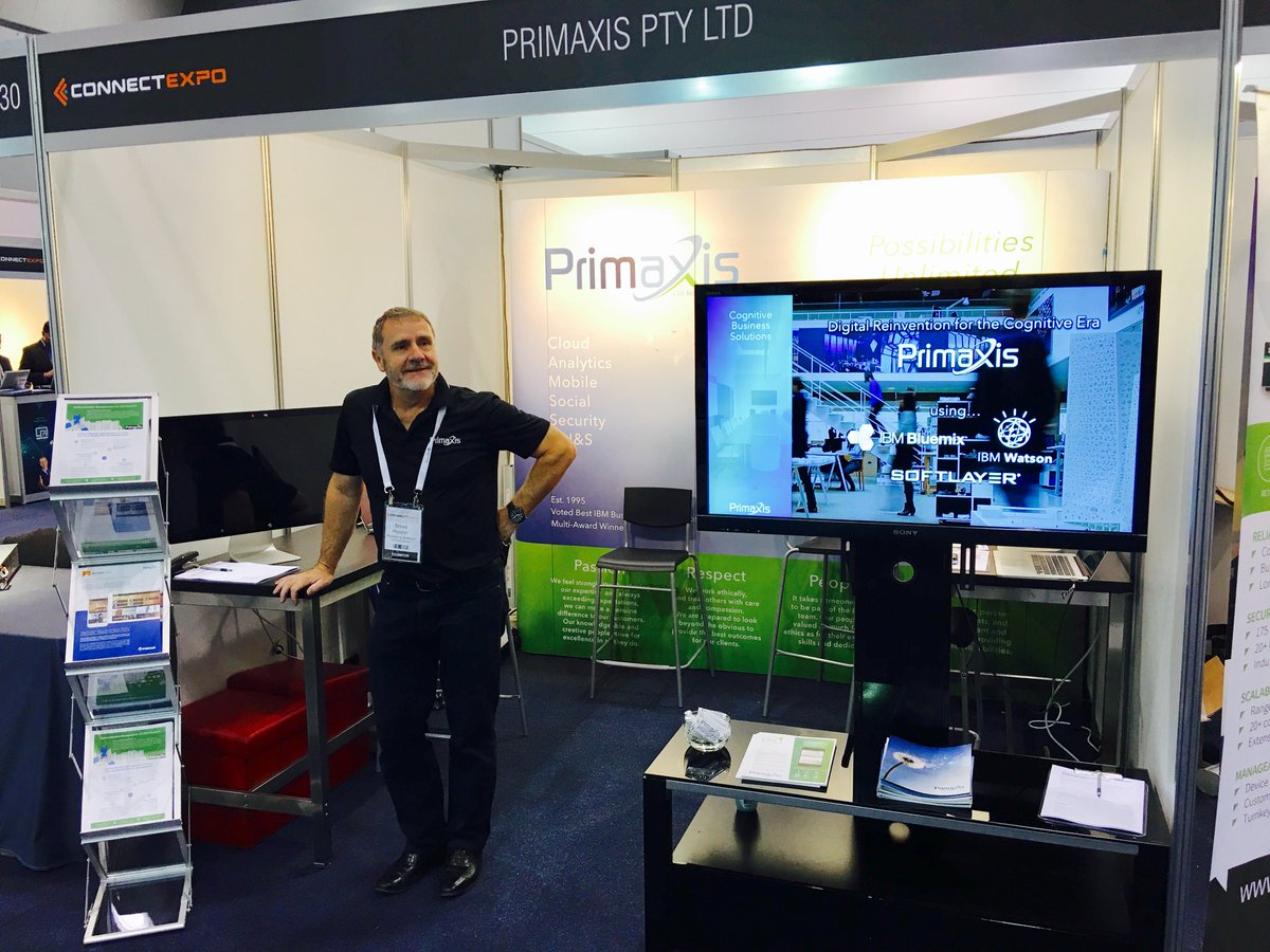 PrimaxisAPAC's tweet photo. ...and we're away! @Connect_AU Expo on now! Come chat with us at booth 29! #UMM #Maas360 #AccessOne #IBMWatson #Primaxis #ConnectAU https://t.co/EAotNOlAR8