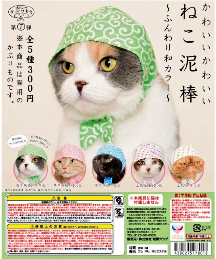 猫カフェ 猫家 川越店 埼玉 猫家の猫さんたちが毎回モデルを務めている ねこのかぶりもの シリーズ第7弾は ねこ泥棒 ふんわり和カラー 今回のメインキャラは川越店の栗ちゃんです 川越店 猫カフェ 猫家 栗 蜜柑 夜一 鈴女 源さん