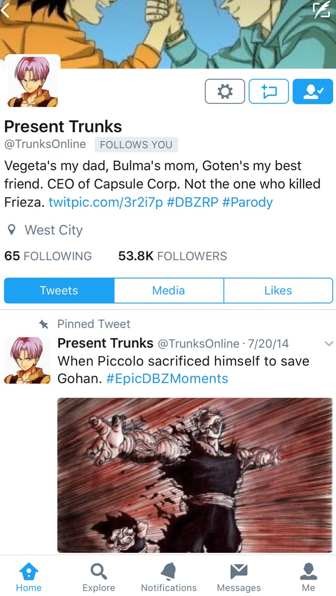 @TrunksOnline <a href="/SassyBullaB/">Bulla Briefs</a> Trunks, Dear, why doesn't your biography include your baby sister? She's canon now.