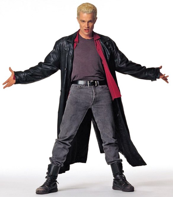 BadBuffyOutfits's tweet image. Not directly outfit-related, but damn, Spike was such a drama queen with these R Kelly promo poses.