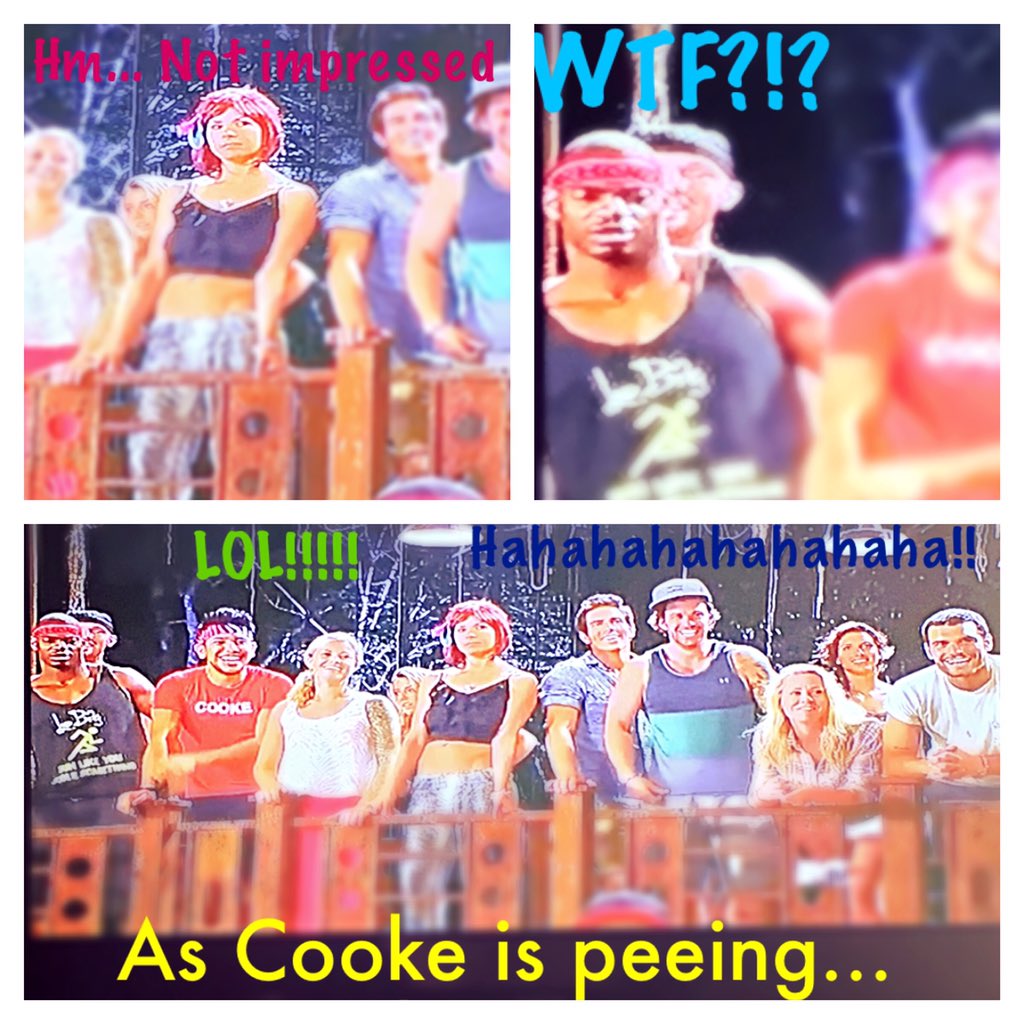 BrennaRascal's tweet photo. @ChallengeMTV The Challenge: Rivals || : When Cooke peed during elimination challenge in the jungle. Diem &amp; Leroy- 😂 https://t.co/jl2MzhlsO6