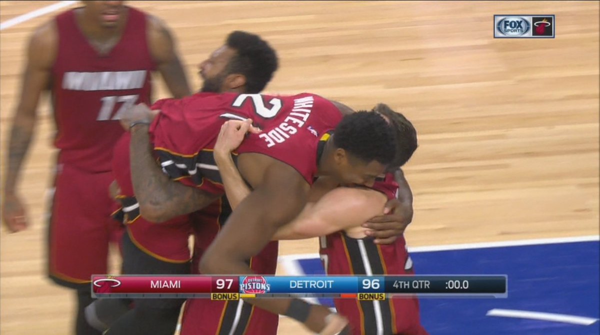 HASSAN AT THE BUZZER!  The Heat win 97-96 with a tip-in at the buzzer to beat Detroit https://t.co/aIN6JY6naA