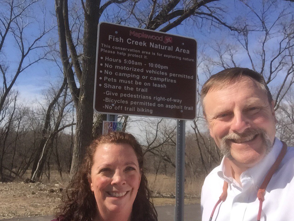 Visiting the Fish Creek Greenway with TCF colleague Danielle.  Worked with City of Maplewood 5 yeas ago to protect!