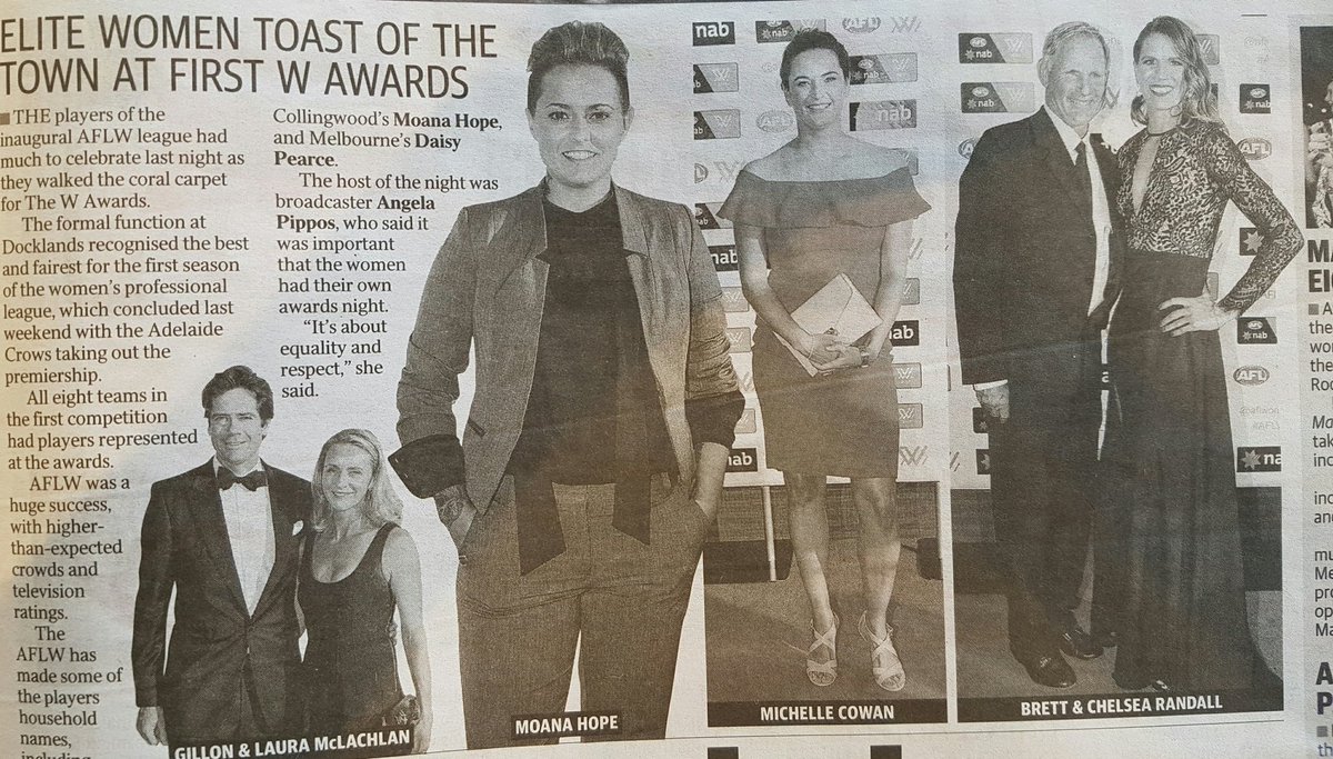 Nice to see some friendly Perth faces in the Melbs Paper today @randall_chelsea <a href="/MishCowan/">Michelle Cowan</a> 😉 not to mention <a href="/moanahope/">Moana Hope</a> #WomanInSport
