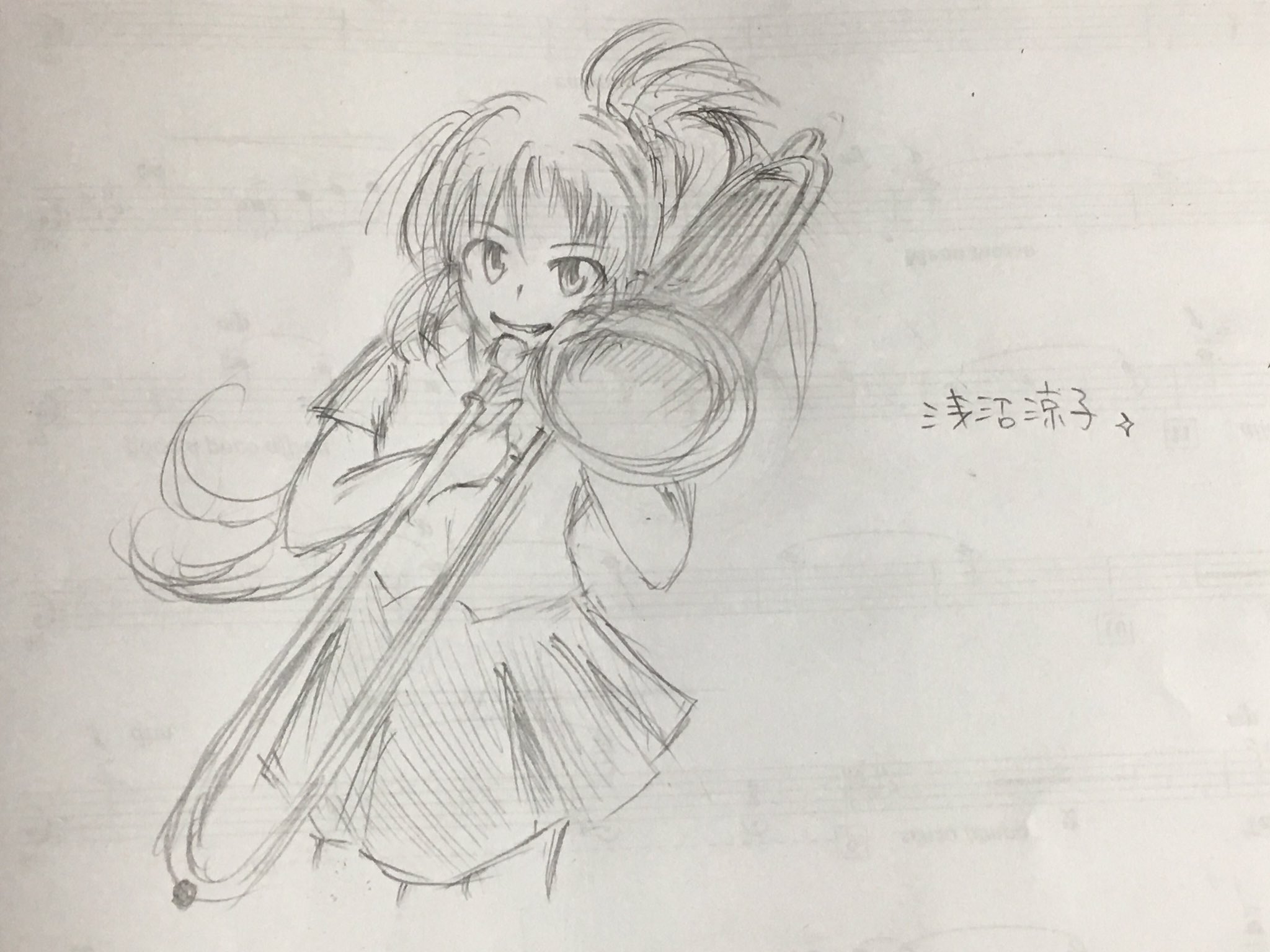 譜楽士 ものかき 楽器吹き きのう相方がダークソウルのdlcやってる合間に描きました 涼子です 楽器のカタログとか昔の写真とか絵とか引っ張り出して見たりしましたが やっぱ昔よりは描かなくなった分雑になってるなー いや 風邪のせいだということ