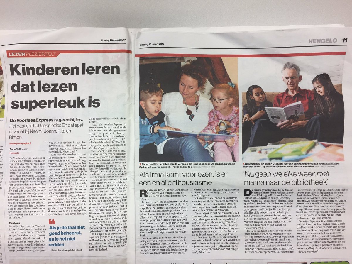 Mooi artikel over de <a href="/VoorleesExpress/">VoorleesExpress</a> in <a href="/TubantiaHengelo/">Tubantia Hengelo</a> met ook collega Irma als vrijwilliger.