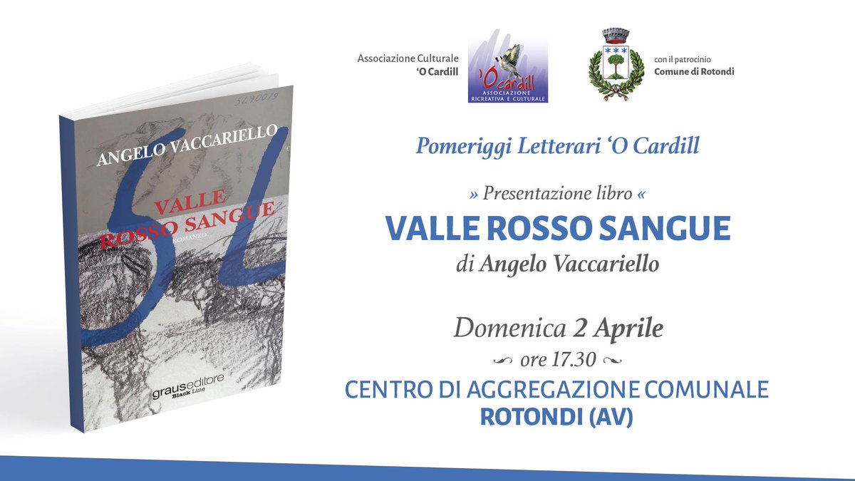 GrausEditore's tweet photo. Un altro importante appuntamento questa domenica.
Graus Editore, presenta Angelo Vaccariello con "VALLE ROSSO SANGUE". https://t.co/GtEMsJQqn0