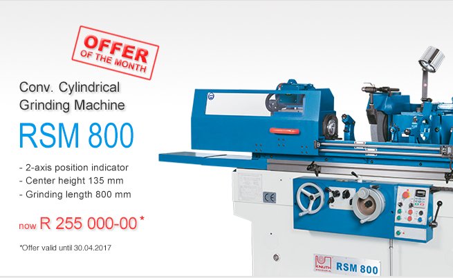 KnuthSA's tweet photo. Offer of the Month! 
Check out our newsletter for April 2017. 
https://t.co/kK0xaRkMCJ
#KnuthSA #MachineTools #Grindingmachine https://t.co/GHMLTTmy56