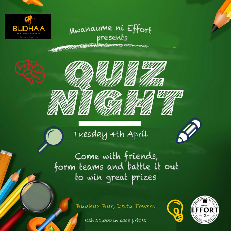 MWANAUME_NI_E's tweet photo. MNE's Quiz Night comes your way on Tuesday 4th April at @BudhaaBar from 7:30pm. Ksh 50,000 and bottles of Jack Daniel's are up for grabs! https://t.co/0UgWYLCzXp