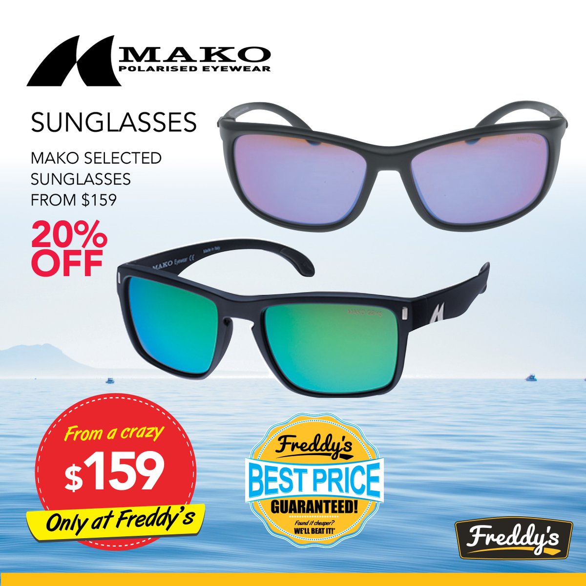 FreddysAust's tweet photo. MAKO Sunnies
Selected range
From $159 - that's 20% off https://t.co/UUk14GR8Bz