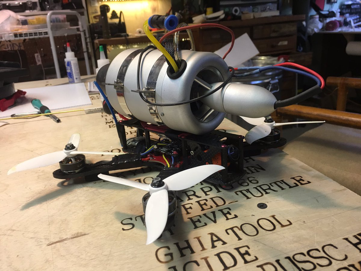 hahahaha, I don't think this is quite gonna work out. What should I strap this #turbine into...#drone #quadcopter