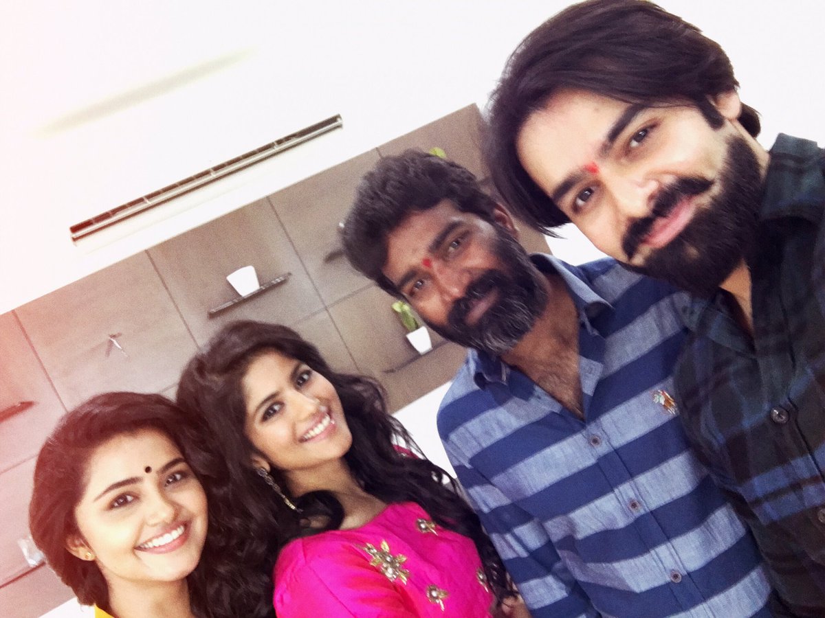 ramsayz's tweet photo. And it begins!! With the prettiest girls @anupamahere and  @akash_megha  ..wishing you all a happy Ugadi.. #Love #Ram15 https://t.co/PAKzqN7Hdj