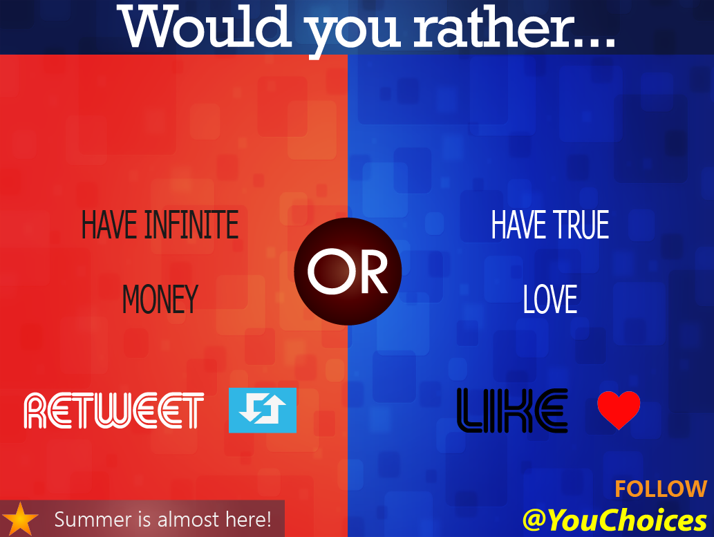 YouChoices's tweet photo. Money or love? https://t.co/wYmDcfC85z