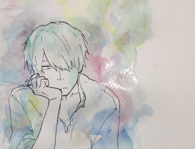 久しぶり過ぎて水が腐ってんのか筆が腐ってんのか絵具が腐ってんのか分かんない 