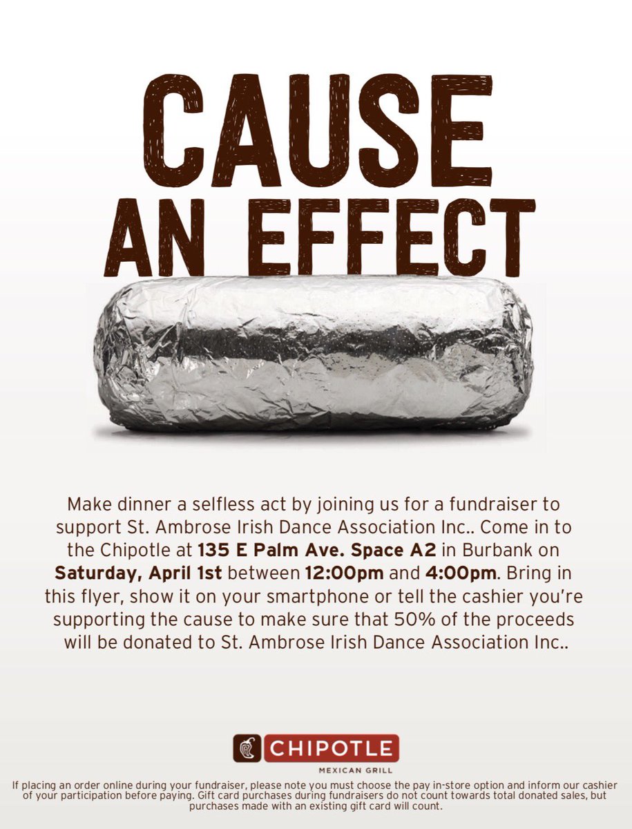 Join us THIS Saturday between 12and4pm at <a href="/ChipotleTweets/">Chipotle</a> in downtown #burbank!!!