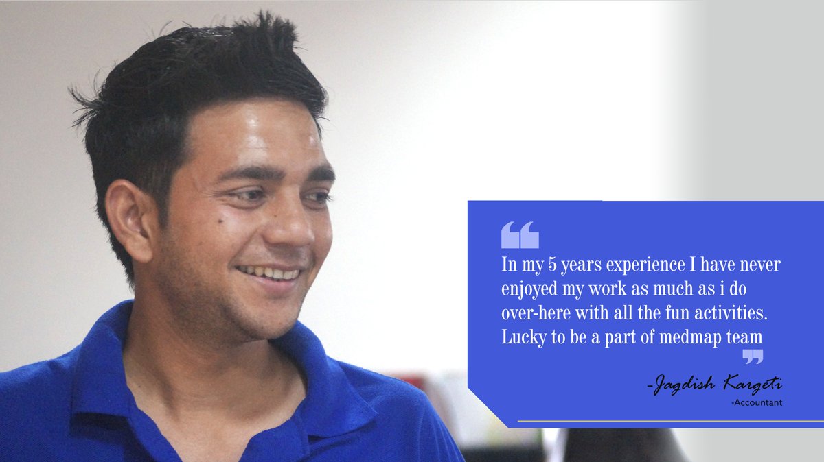 MedmapIndia's tweet photo. Jagdish Kargeti shares his experience of being a part of MedMap.#lifeatmedmap #2K17 #healthcare #hcsm #medical #accountant 
#employeeslife https://t.co/fjcsLHUJnz