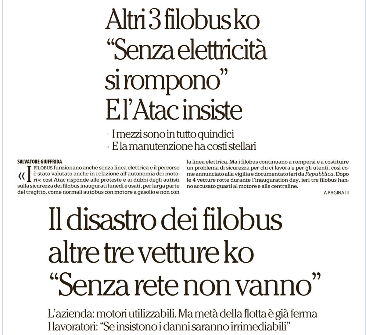 Quando ti vuoi inventare qualcosa a tti i costi x buttarla calda ai cittadini
Ma non sei capace
#Raggi #Meleo #filobus (che vanno a gasolio)