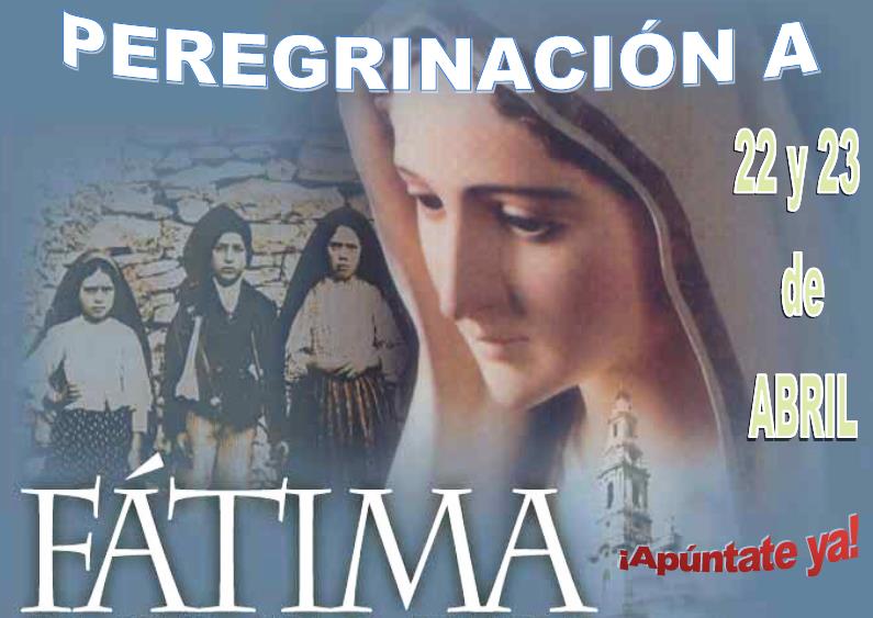 Magisteriosc's tweet photo. El Servicio de Pastoral del Centro ha organizado una Peregrinación a Fátima los días 22 y 23 de abril.
Correo: e.sanchez@magisteriosc.es https://t.co/Pak5xAM84O
