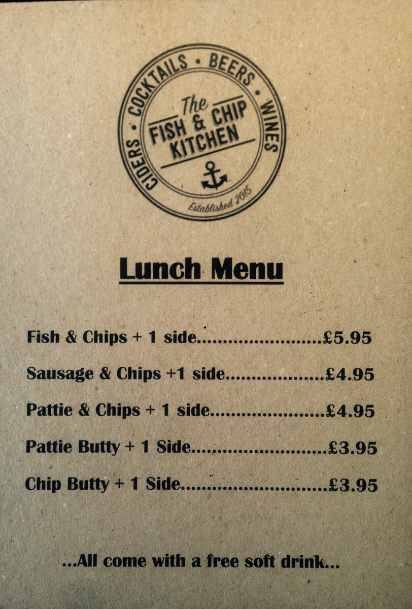 FishChipKitchen's tweet image. Lunch menu available Mon-Thurs 12-4 #fishandchips #Hull #GinandTonic #Lunchtime #cityofculture #EatMoreFish