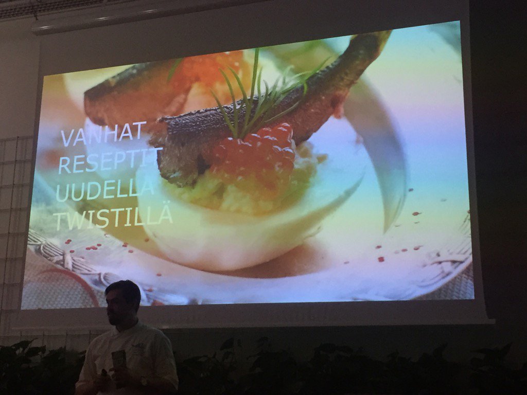 Fravintola's tweet photo. Käynnissä #Kongressi2017 @finlandiatalo, lavalla keittiöpäällikkömme Timo ja ruuan trendit, myös to 30.3. klo 10! https://t.co/7tHlEg4c9R