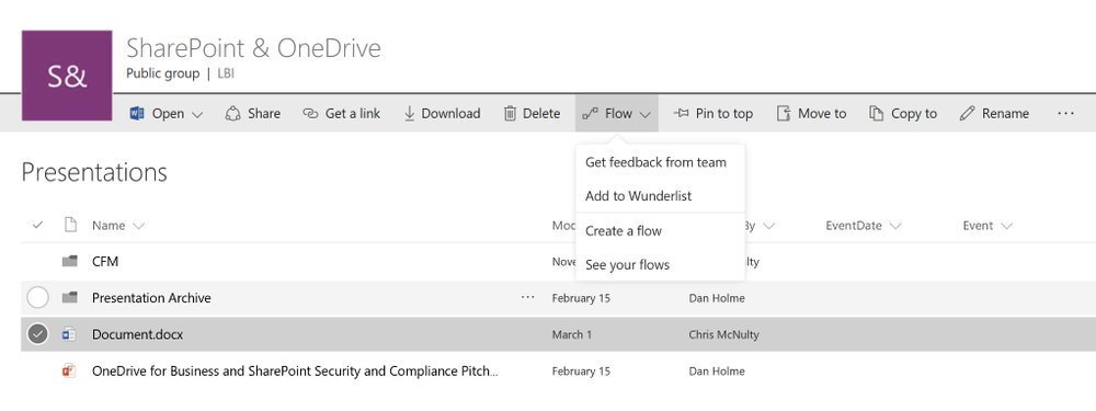 SharePoint's tweet photo. Shipped to First Release: @MicrosoftFlow  integration for #SharePoint Online document libraries! 
https://t.co/iY3ZrW3vHX https://t.co/j2FjmZYJP0