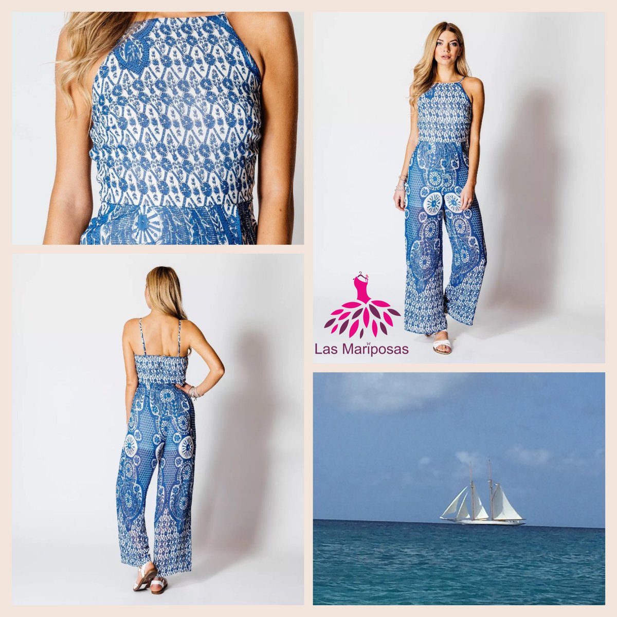 LasMariposasUK's tweet photo. 💙Porcelain pattern jumpsuit💙 Light and cool fabric 🏖🍹#lasmariposasuk #summerparty #fashion #jumpsuit #porcelainpattern #ootd #casualwear https://t.co/iauPVYqQW7