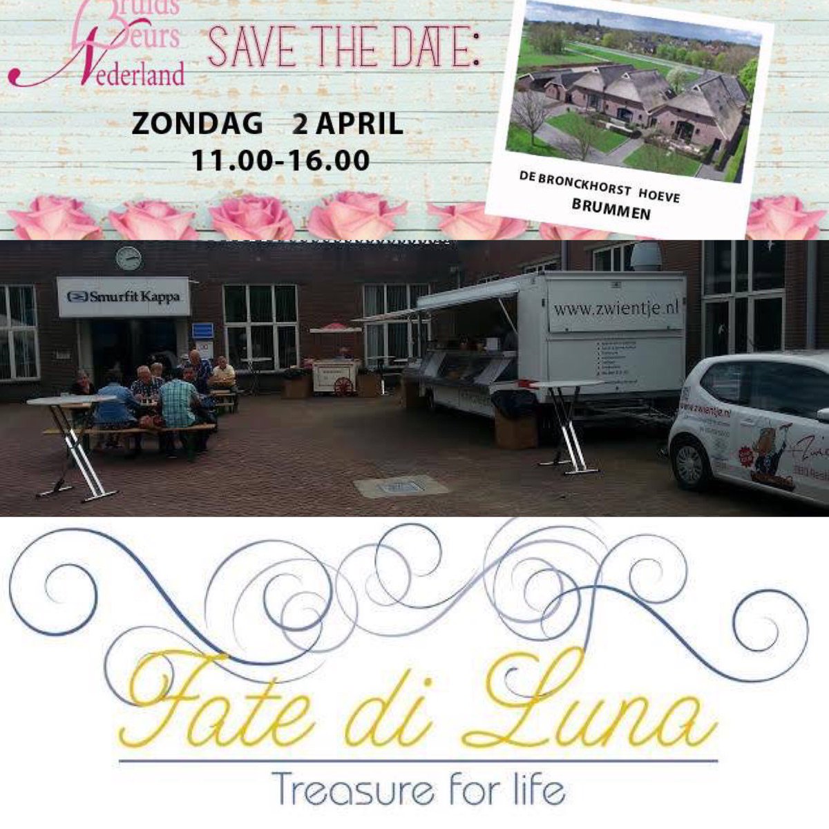 BruidsbeursNL's tweet photo. Superleuk! Fate di Luna showt haar trouwsieraden bij de modeshow en Snakwagen ‘t Zwientje deelt zakjes friet uit tijdens de beurs! https://t.co/bKVKEEOxSf